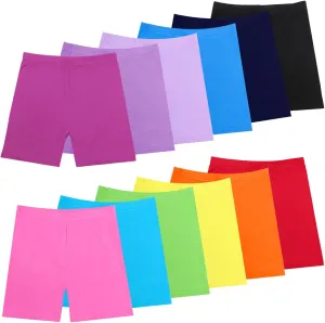 12 Pack Girls Dance Shorts, Cartwheel Toddler Bike Shorts, Biker Under Dress Multicolor for Cartwheeling Kids