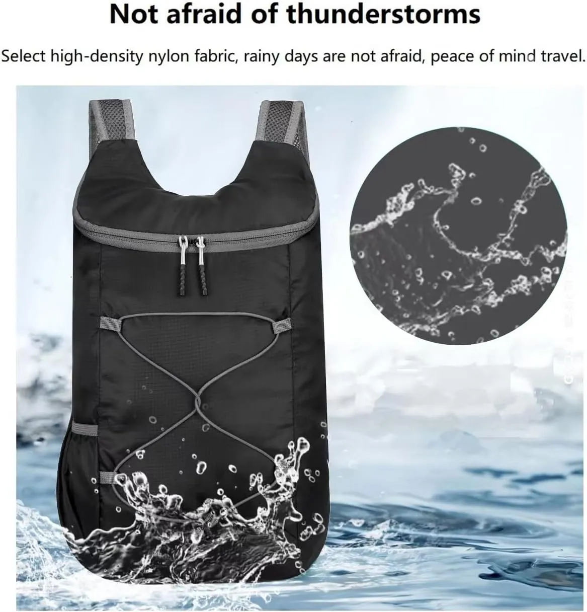 16L Hiking-Daypack Lightweight-Foldable Travel-Backpack Water-Resistant Camping Outdoor Packable Easy Carry-on Bag (Black&Gray)