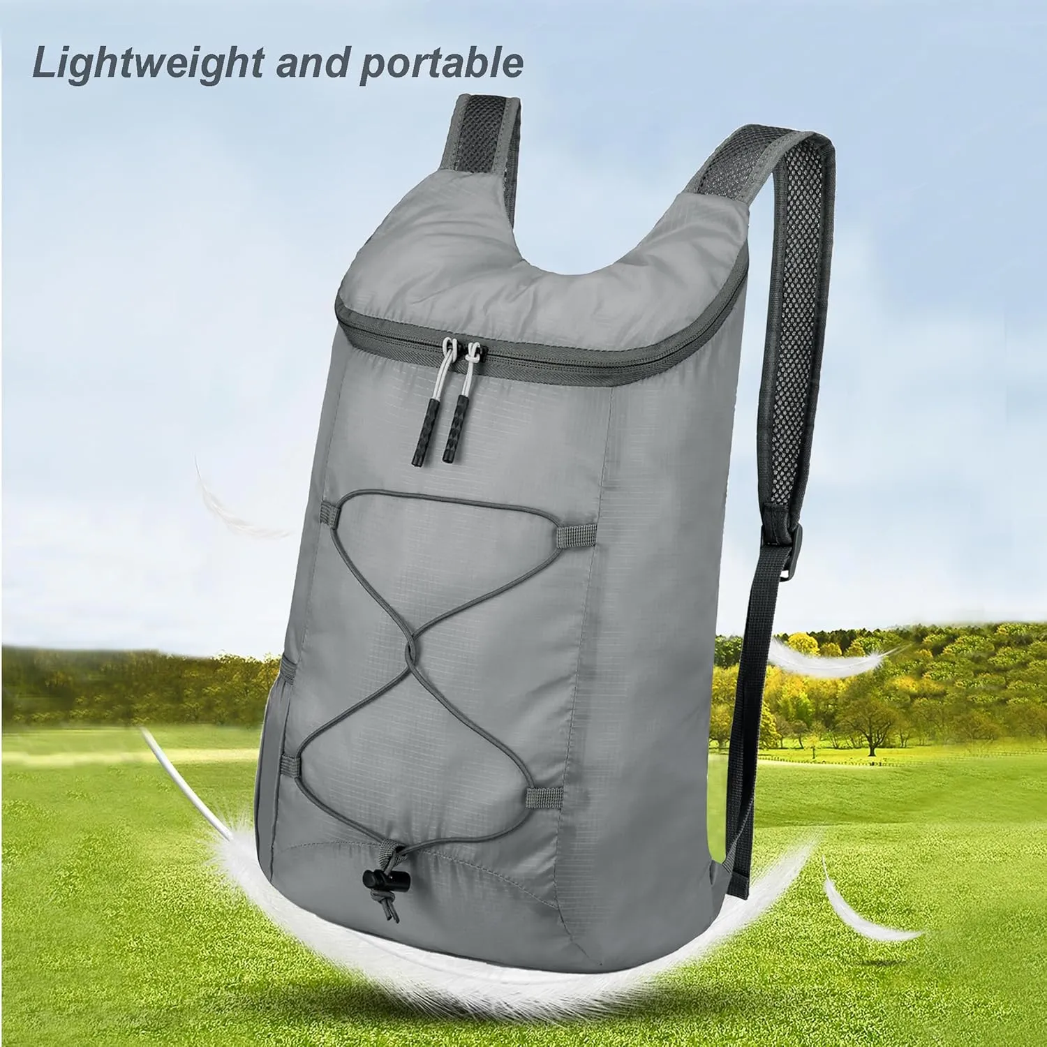 16L Hiking-Daypack Lightweight-Foldable Travel-Backpack Water-Resistant Camping Outdoor Packable Easy Carry-on Bag (Gray)