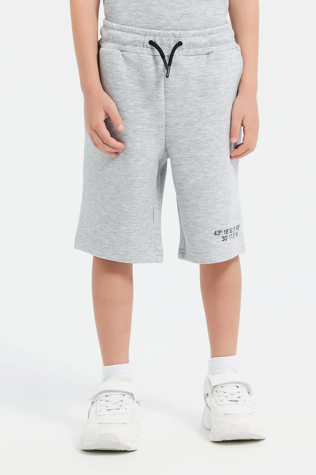 Boys Grey Printed Shorts