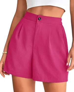 BTFBM Womens Shorts Dressy Casual Summer 2025 High Waisted Tailored Pleated Business Work Trouser Shorts with Pockets