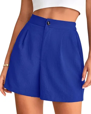 BTFBM Womens Shorts Dressy Casual Summer 2025 High Waisted Tailored Pleated Business Work Trouser Shorts with Pockets