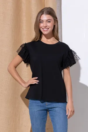 Crew neck shirt w/flocked Mesh Short sleeves