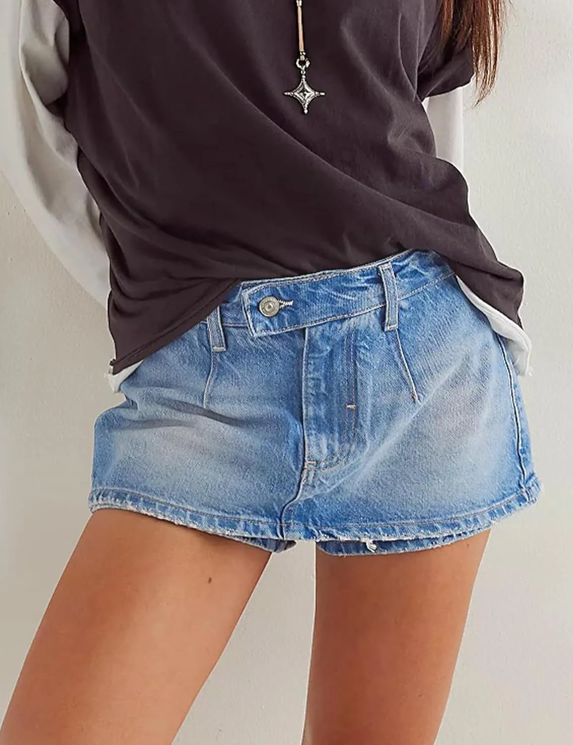 Denim Skorts for Women Low Waist Stretchy Jean Mini Skirt Summer Casual Y2K Shorts
