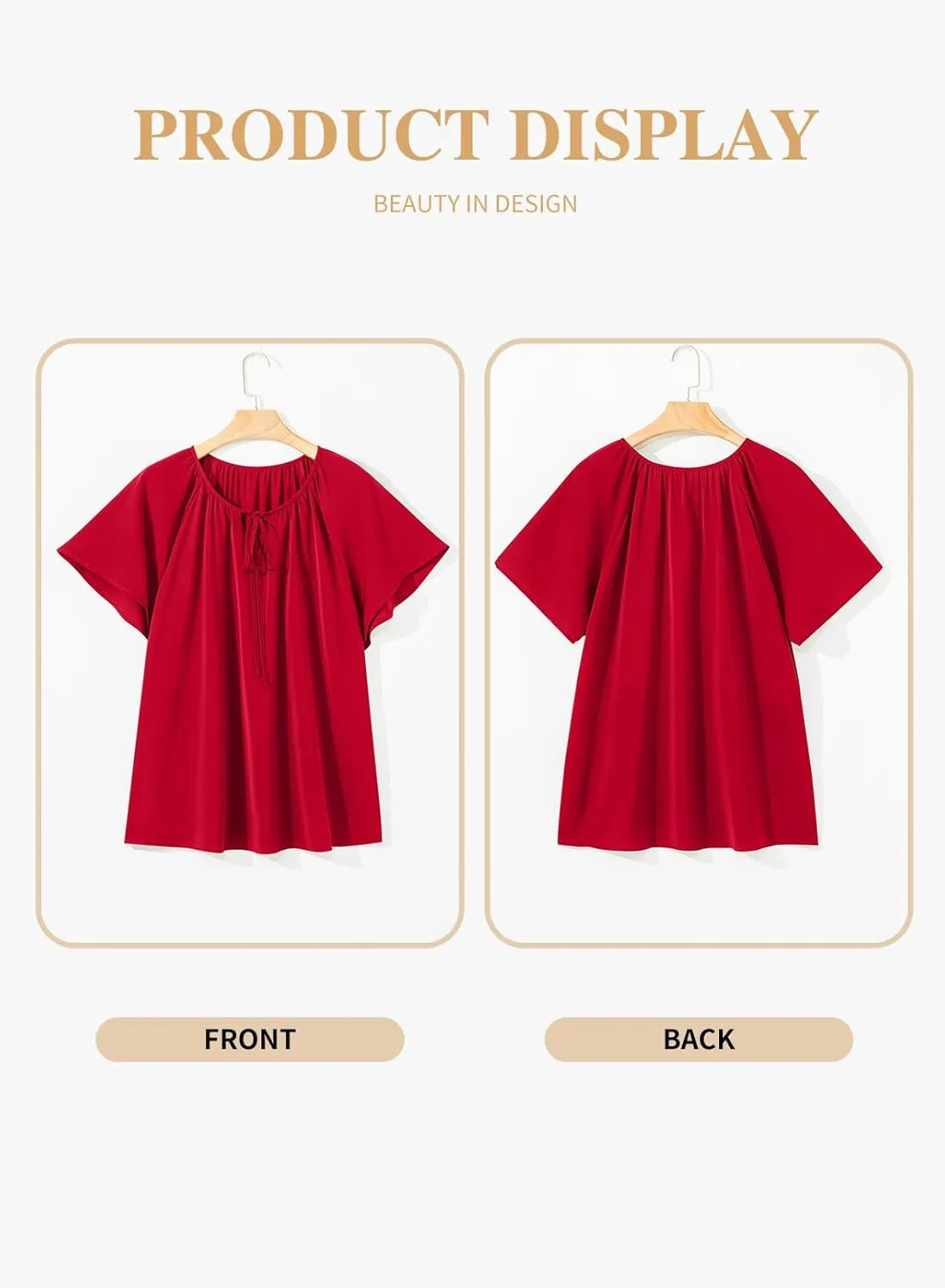 Eytino Women Plus Size Tops Boho Printed V Neck Short Sleeve Drawstring Casual Chiffon Shirts Blouse(1X-5X)