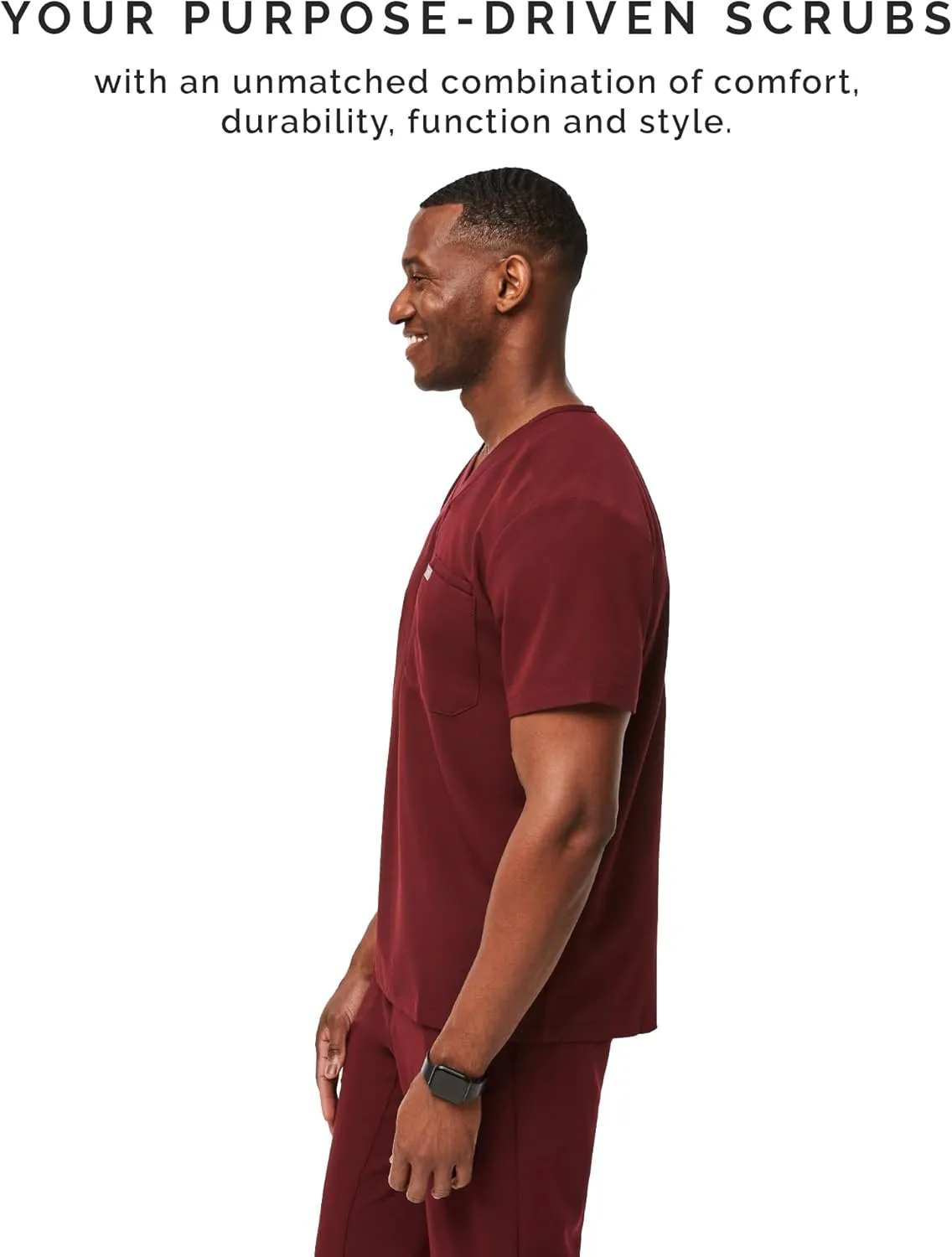 FIGS Leon Scrub Top for Men  3 Pockets, Tailored Fit, Modern V-Neck, 4-Way Stretch, Moisture-Wicking