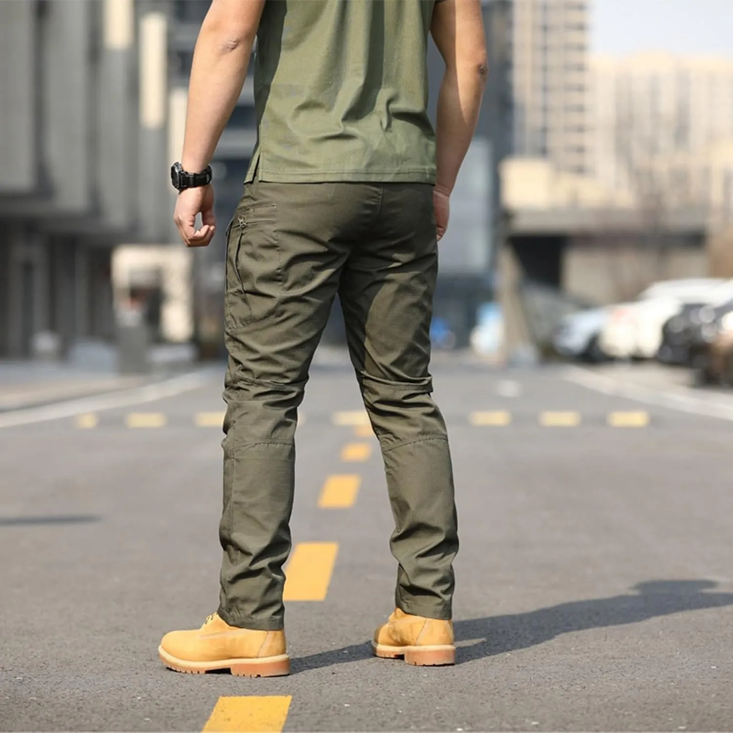 Fxbar Men's Stretch Tactical Pants Breathable Ripstop Cargo Pants Outdoor Lightweight EDC Work Hiking Pants for Men