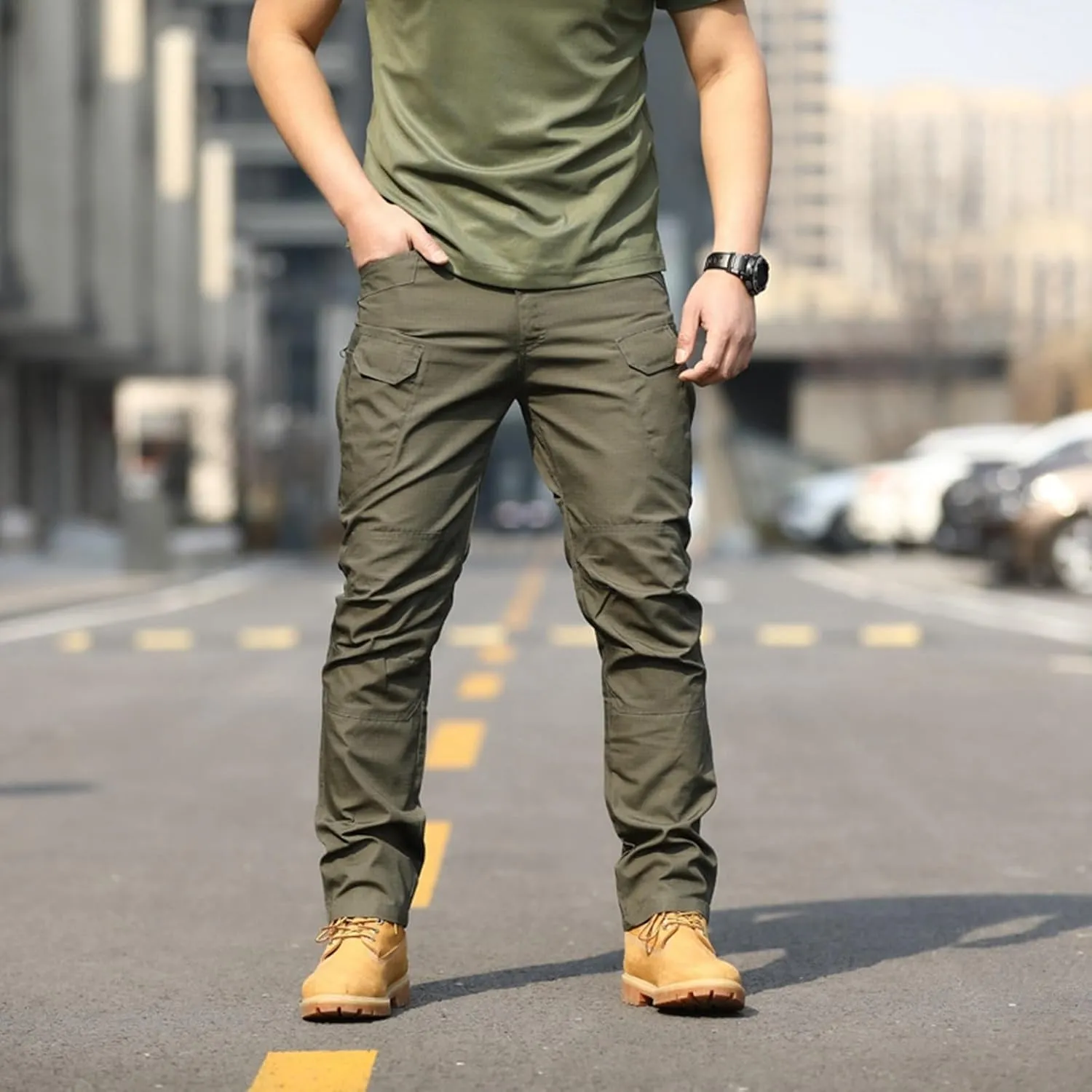 Fxbar Men's Stretch Tactical Pants Breathable Ripstop Cargo Pants Outdoor Lightweight EDC Work Hiking Pants for Men