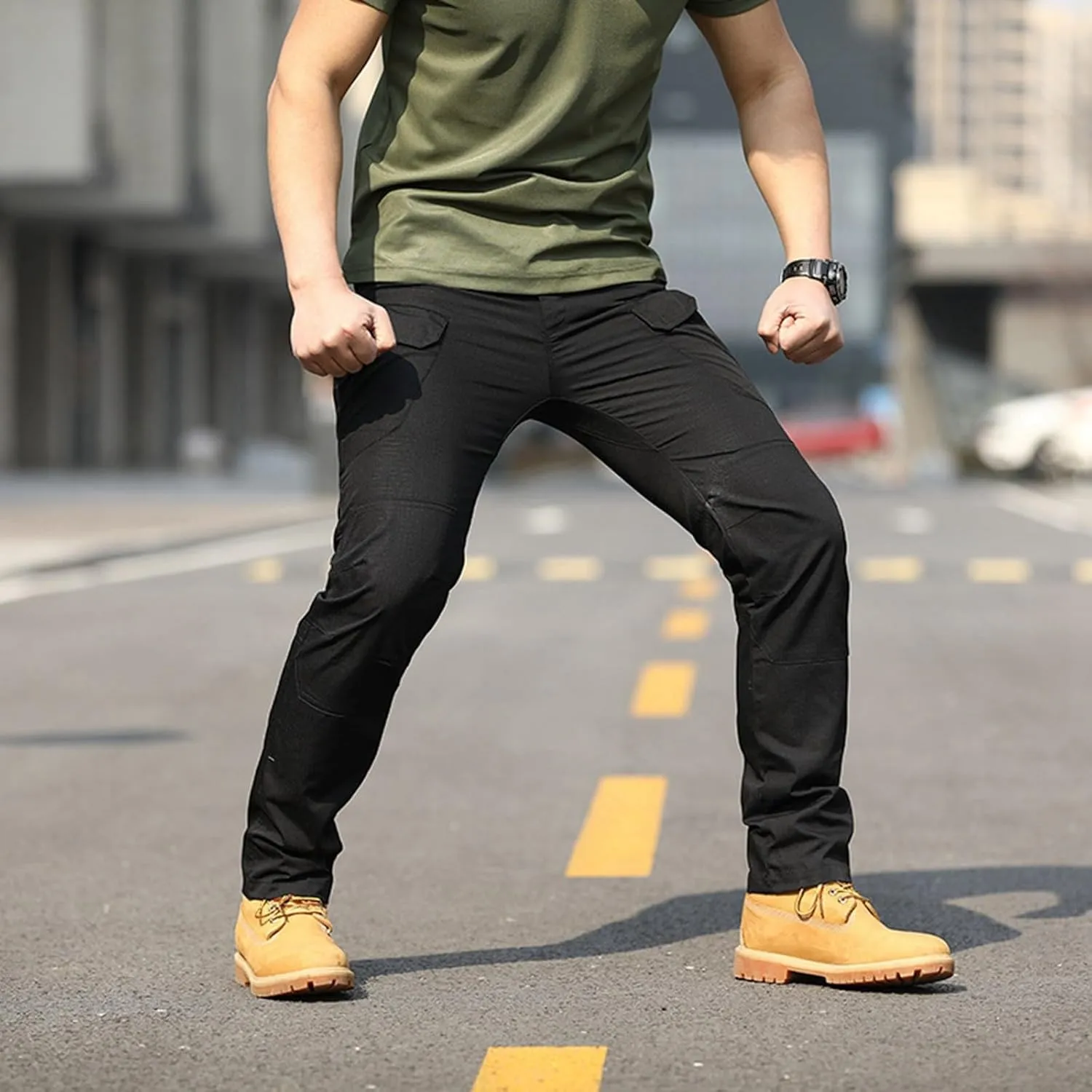 Fxbar Men's Stretch Tactical Pants Breathable Ripstop Cargo Pants Outdoor Lightweight EDC Work Hiking Pants for Men