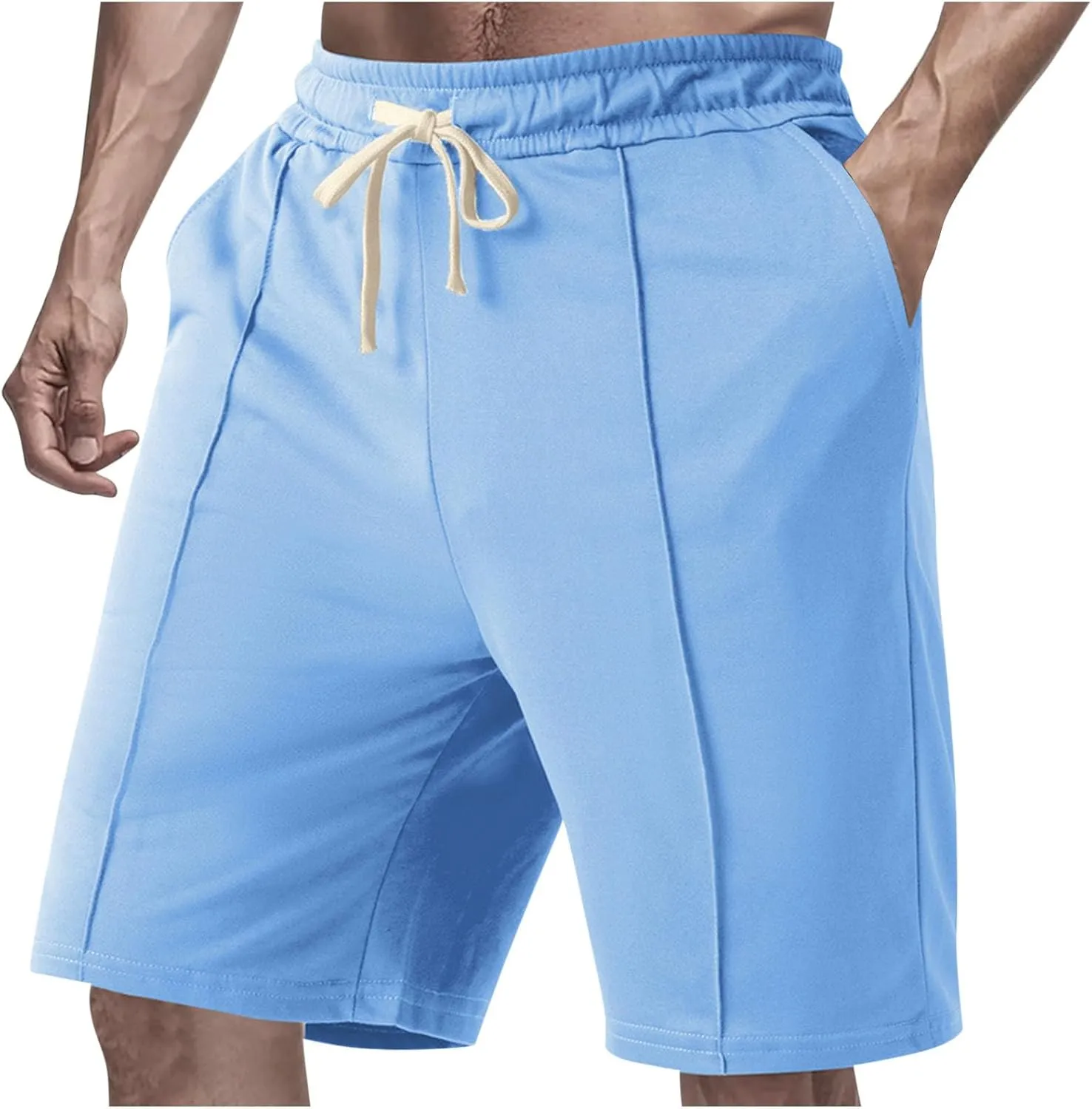 Golf Shorts Men Fashion Patchwork Solid Workout Short Pants Drawstring Elastic Waist Breathable Five Quarter Pants