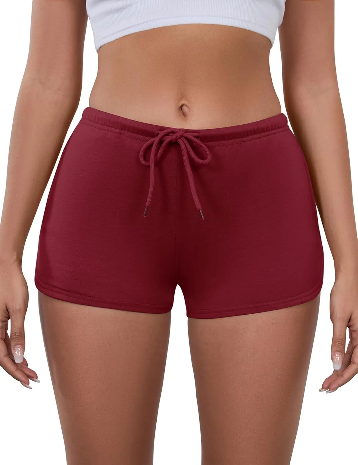 IECCP Athletic Shorts for Women Summer Workout Sweat Shorts Cute Low Rise Mini Shorts with Drawstring and Pockets Sleepwear