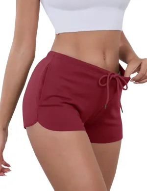 IECCP Athletic Shorts for Women Summer Workout Sweat Shorts Cute Low Rise Mini Shorts with Drawstring and Pockets Sleepwear