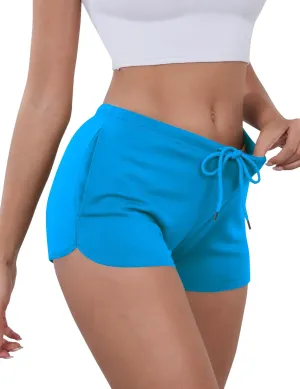 IECCP Athletic Shorts for Women Summer Workout Sweat Shorts Cute Low Rise Mini Shorts with Drawstring and Pockets Sleepwear