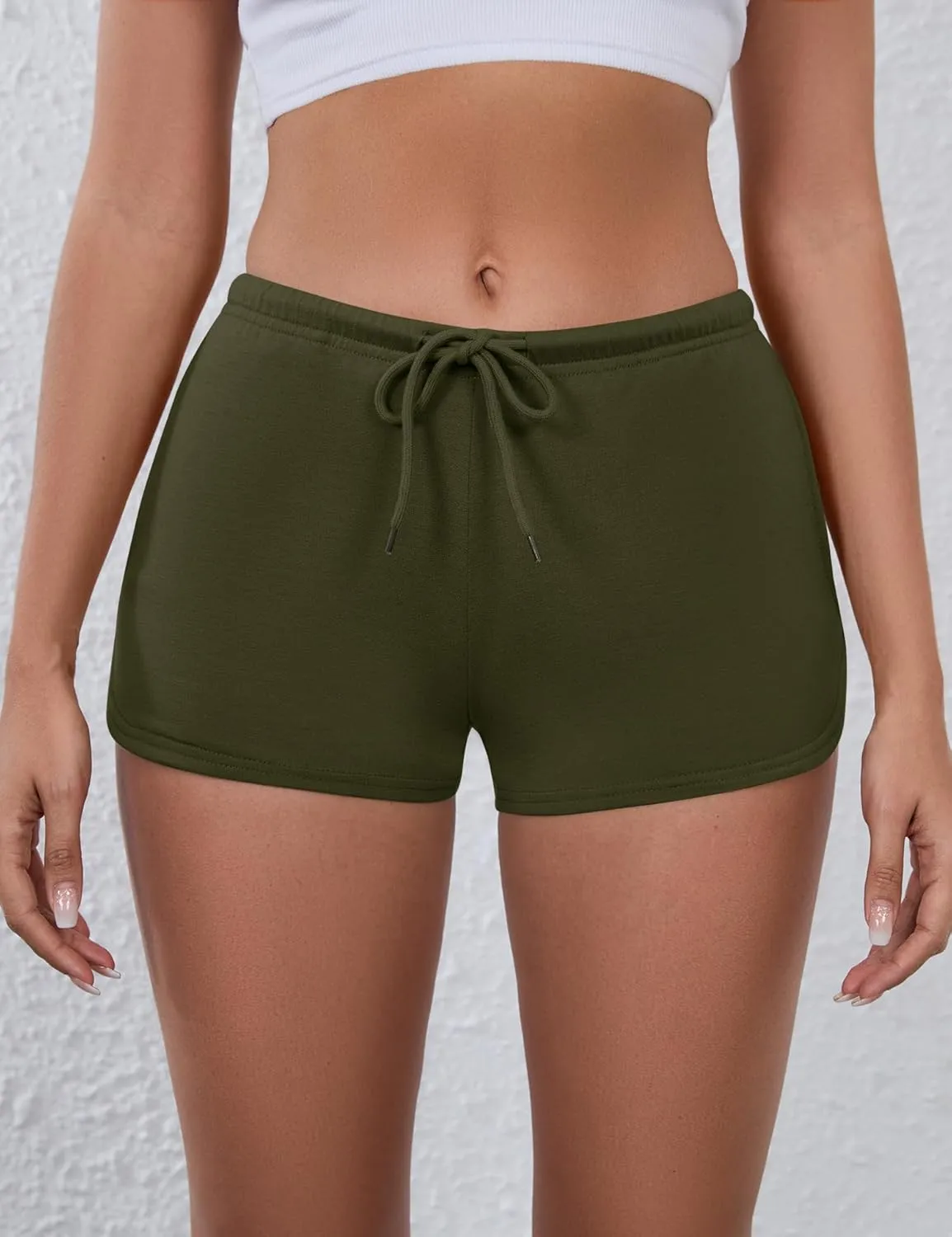 IECCP Athletic Shorts for Women Summer Workout Sweat Shorts Cute Low Rise Mini Shorts with Drawstring and Pockets Sleepwear