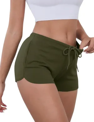 IECCP Athletic Shorts for Women Summer Workout Sweat Shorts Cute Low Rise Mini Shorts with Drawstring and Pockets Sleepwear