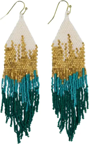 INK ALLOY Beaded Earrings for Women Dangling, Claire Luxe Seed Bead Fringe Statement Boho Earrings, Hypoallergenic Handmade Jewelry for the Modern Bohemian, 4.25-Inch