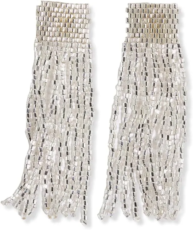 INK ALLOY Beaded Earrings for Women Dangling, Marilyn Luxe Seed Bead Fringe Tassel Earrings, Hypoallergenic Handmade Jewelry for the Modern Bohemian, 2.25-Inch Length