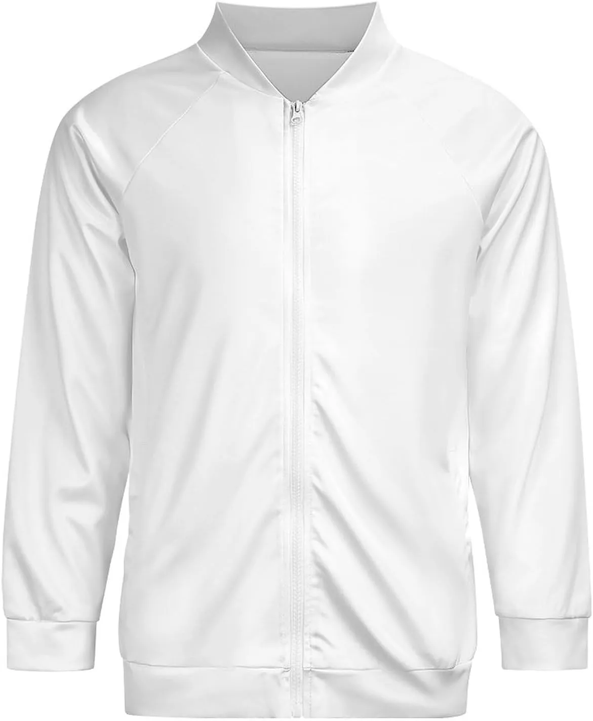 Jackets for Men - White Casual Lightweight Zip Up Bomber Jacket Men Spring Fall Windbreaker