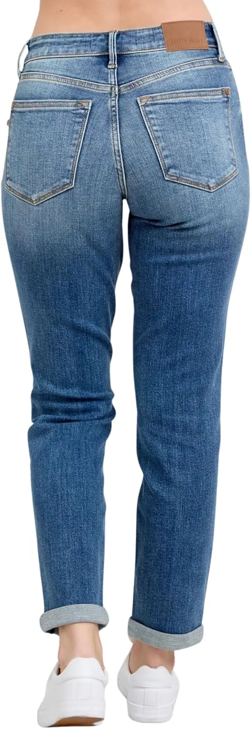 Judy Blue Classic Mid Rise Vintage Wash Boyrfriend Jeans