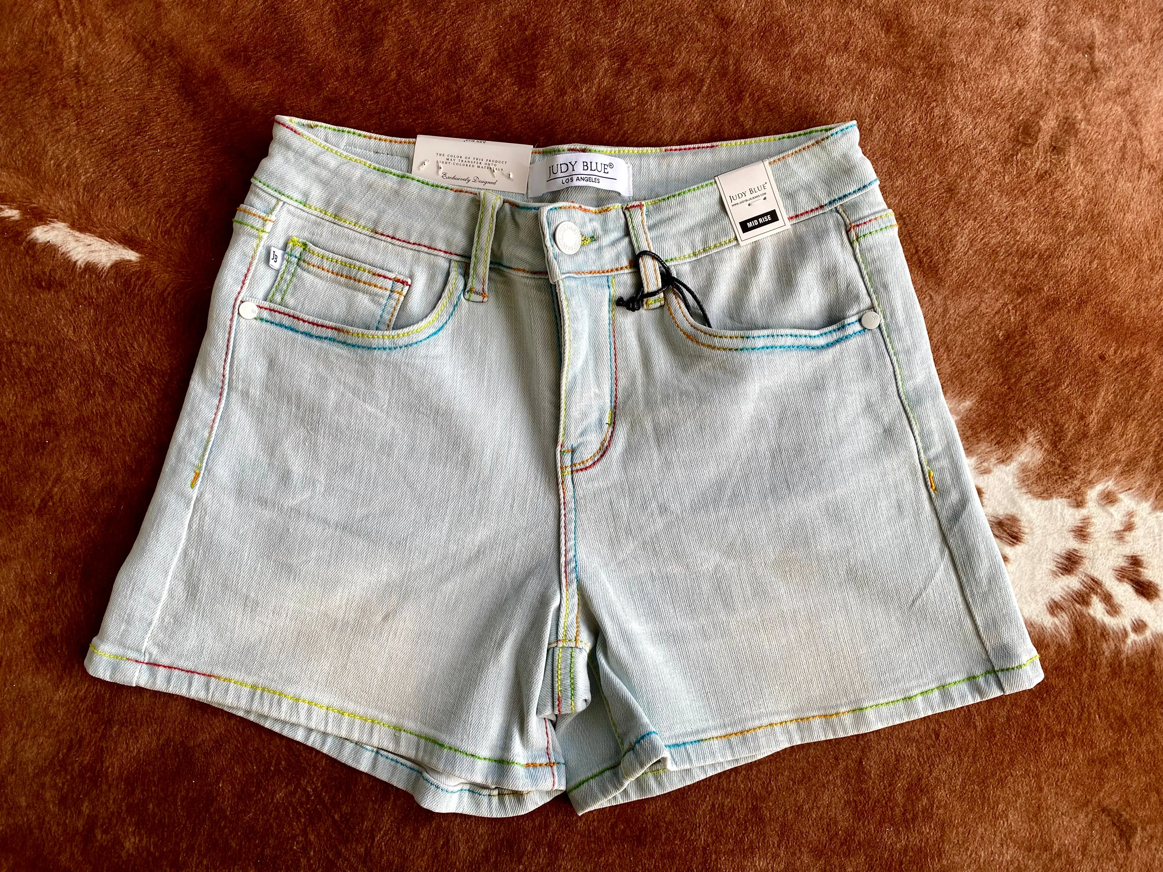 Judy Blue Rainbow Stitch Shorts