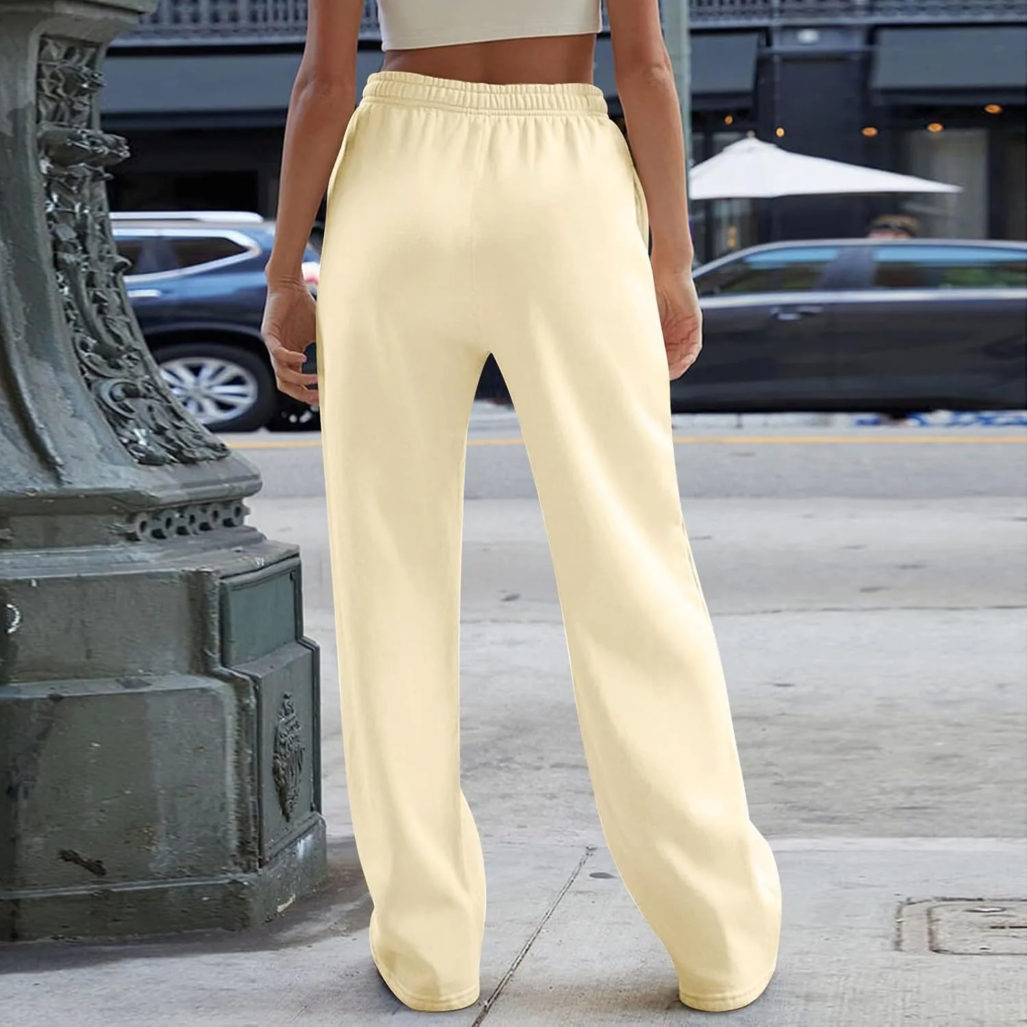 Lightweight Wide Leg Sweatpants Women 2025 Trendy Interior Drawstring High Waist Sweat Pants Baggy Lounge Jogger Pants