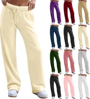 Lightweight Wide Leg Sweatpants Women 2025 Trendy Interior Drawstring High Waist Sweat Pants Baggy Lounge Jogger Pants