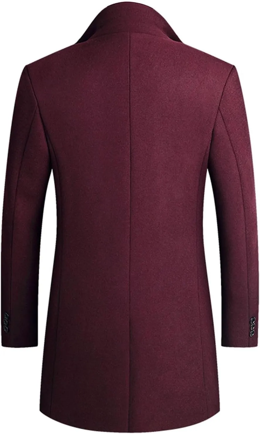 Lu's Chic Men's Wool Blend Coat Slim Fit Pea Coats Winter Thermal Single Breasted Coat Jacket Pocket Long Sleeve Overcoat