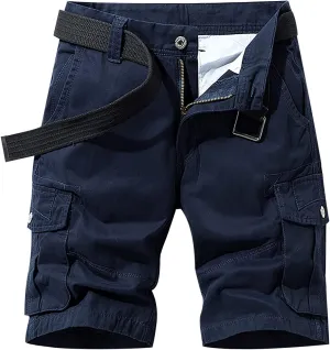 Mens Cotton Cargo Shorts Relaxed Fit 11 Inch Inseam Outdoor Casual Work Hiking Shorts with Zipper Pockets No Belt
