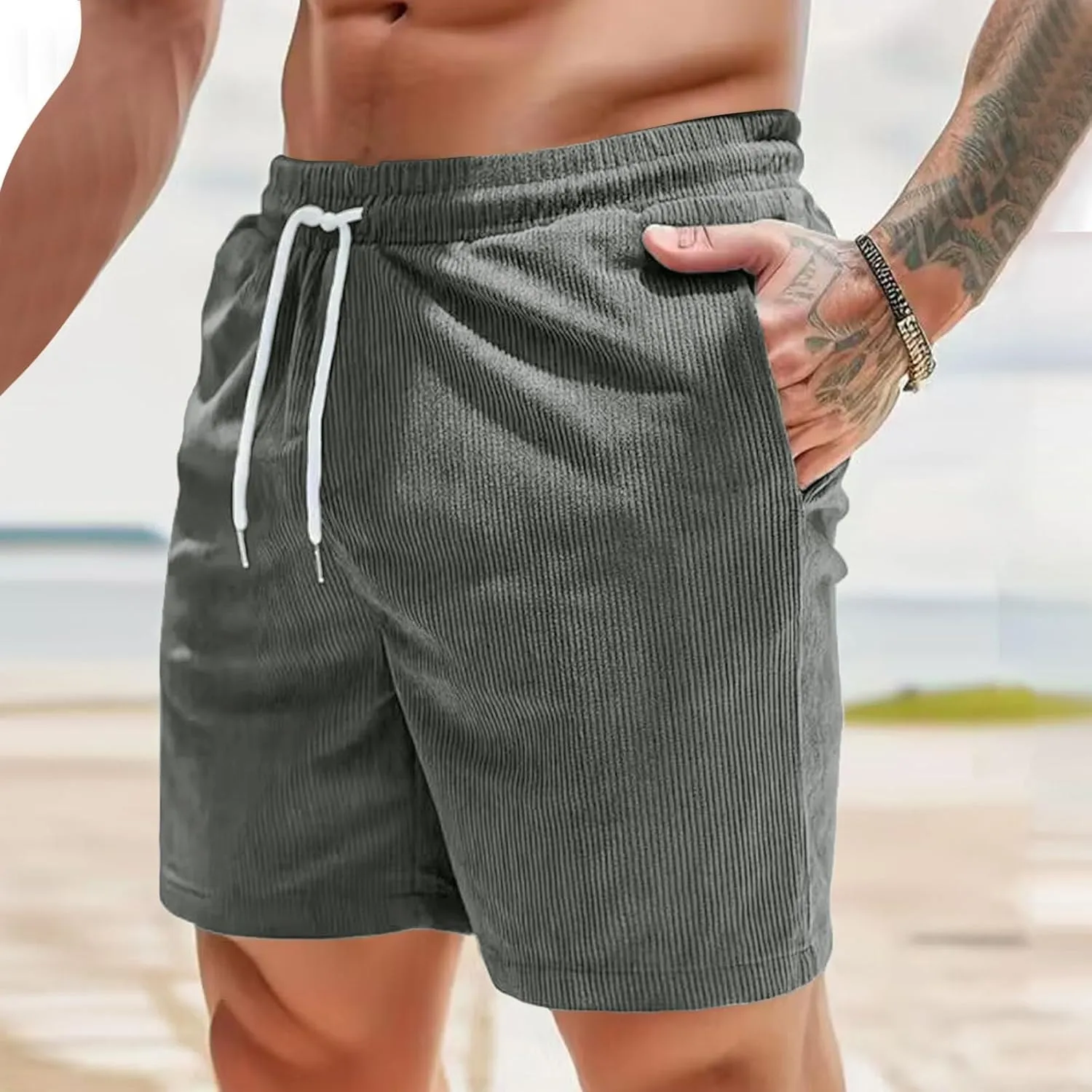 Mens Home Shorts Soft Comfortable Breathable Short Summer Elastic Drawstring Quick-Dry Casual Lounge Short Pant