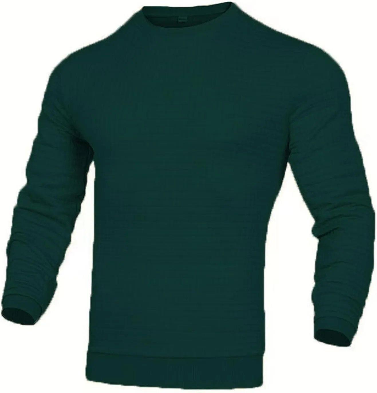 Mens Pullover Sweaters Waffle Knit Crewneck Long Sleeve Dress Sweater Casual Textured Long Sleeve Pullover Shirts