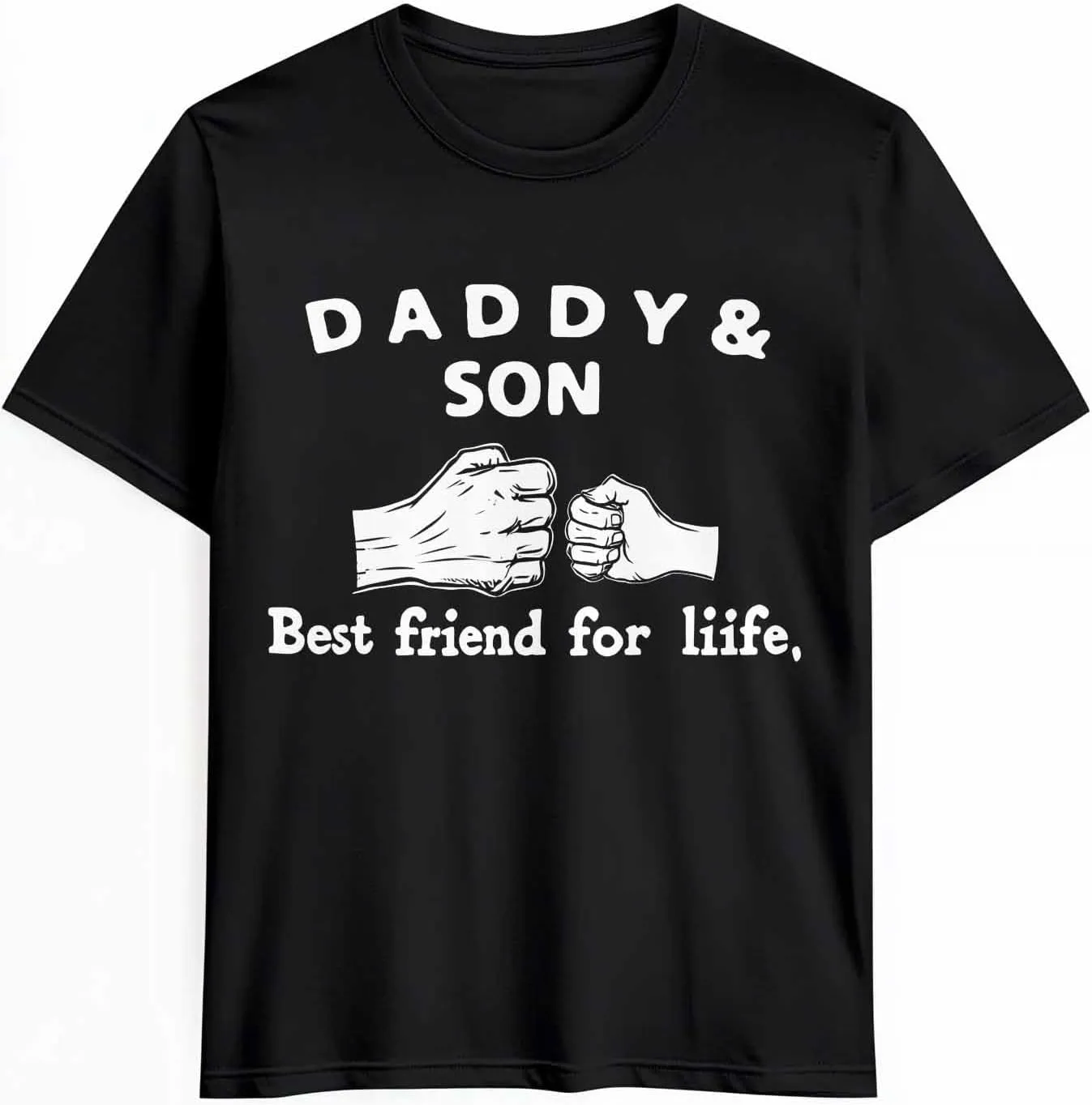 Men's T-Shirt Dad and Son Retro Hand Painted Graphic Tees Cotton Short-Sleeve Casual Tops Fit XXXXL Black White