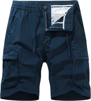 Muscularfit Linen Shorts for Men 2023 Casual Elastic Waist Cargo Short with Pockets Regular and Big & Tall Summer Beach Short