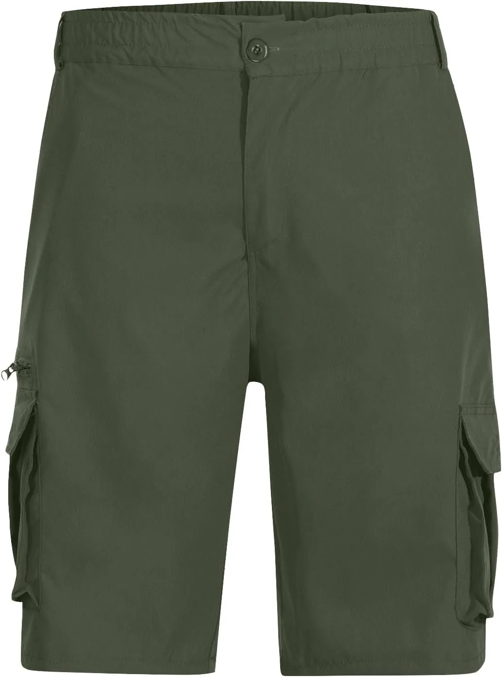 Plus Size Cargo Shorts for Men Stretch Waist Knee Length Hiking Shorts Big and Tall Bermuda Shorts with Pockets