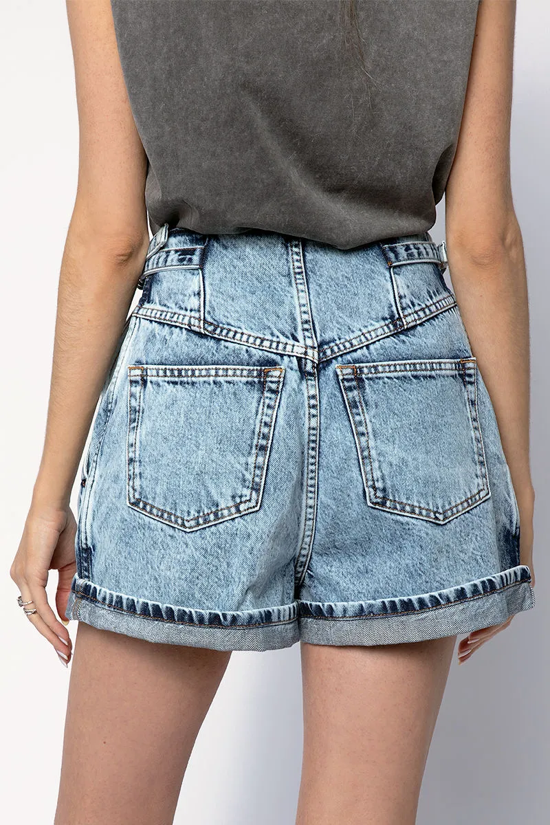Powelly Denim Shorts in Snow Blue
