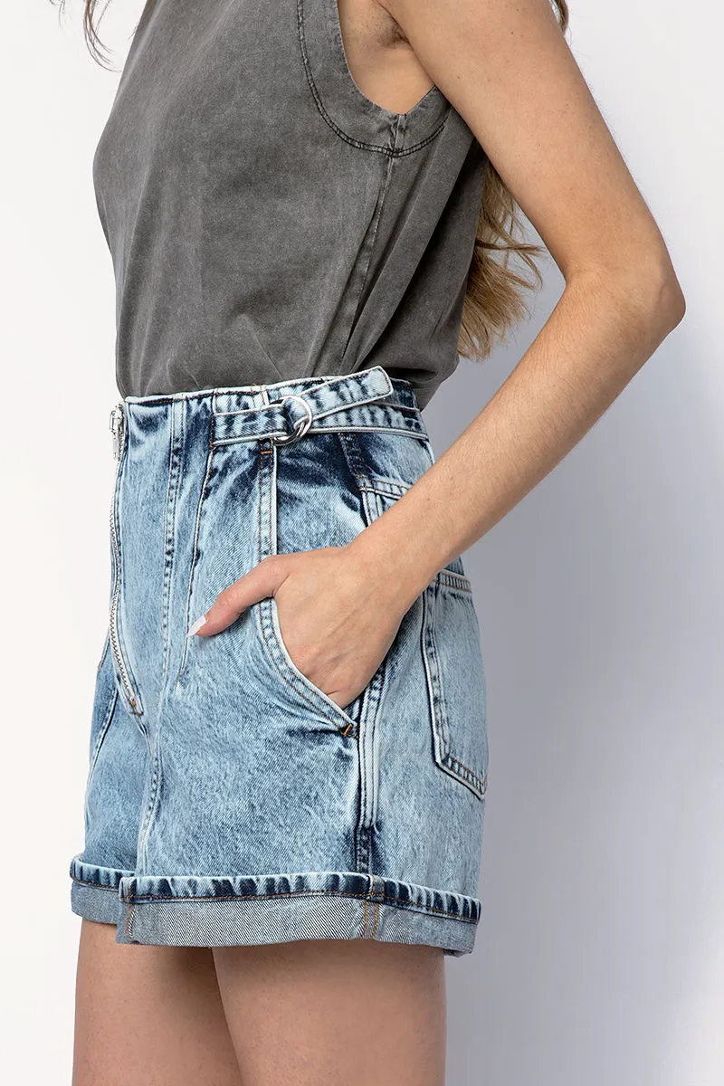 Powelly Denim Shorts in Snow Blue