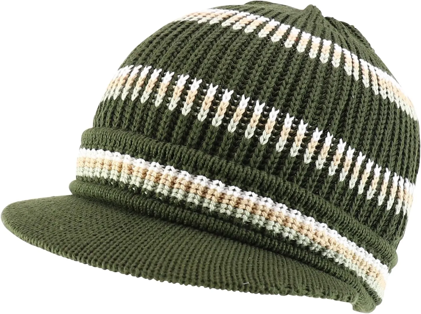 Rasta Cotton Rib Knitted Beanie Visor