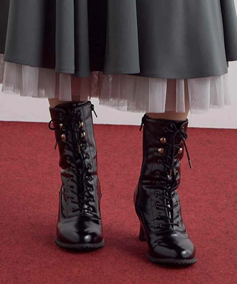 Retro Heel Lace-up Boots / an another angelus [51BA05d004].
