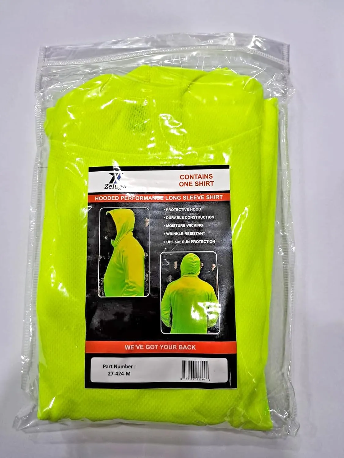 Sun Protection UPF 50  Safety Construction Work T-Shirts, High Visibility Hoodie, Polyester Long Sleeve Hooded