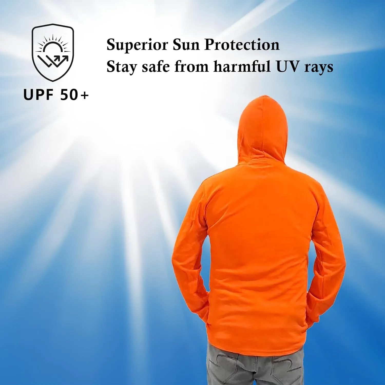 Sun Protection UPF 50  Safety Construction Work T-Shirts, High Visibility Hoodie, Polyester Long Sleeve Hooded