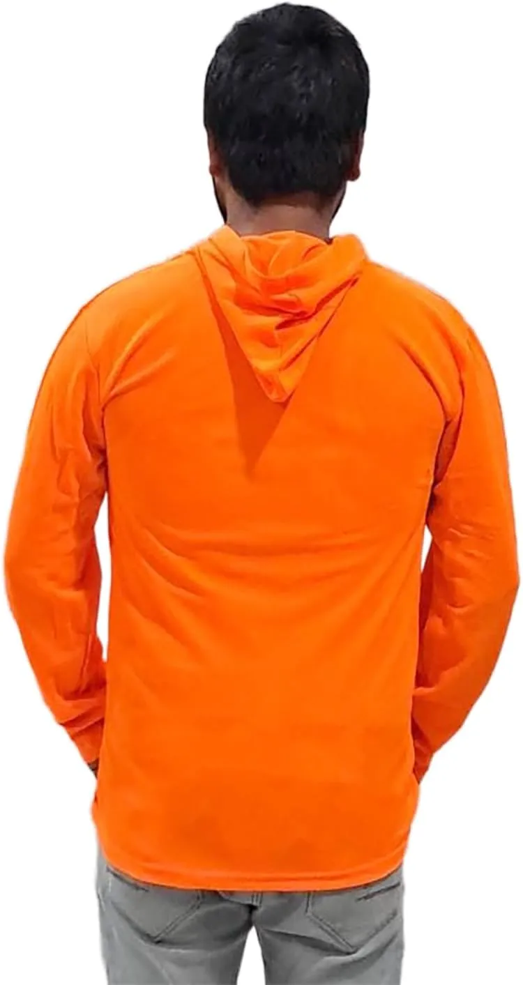 Sun Protection UPF 50  Safety Construction Work T-Shirts, High Visibility Hoodie, Polyester Long Sleeve Hooded
