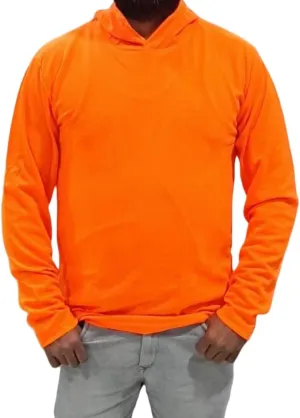 Sun Protection UPF 50  Safety Construction Work T-Shirts, High Visibility Hoodie, Polyester Long Sleeve Hooded