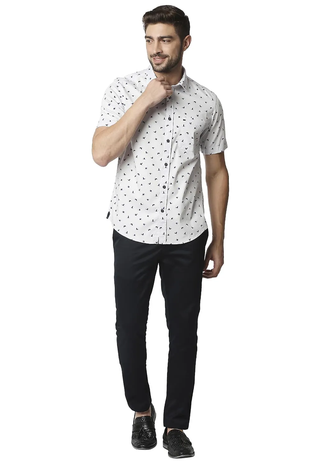 Twill Lycra Printed Halfsleeves Shirt