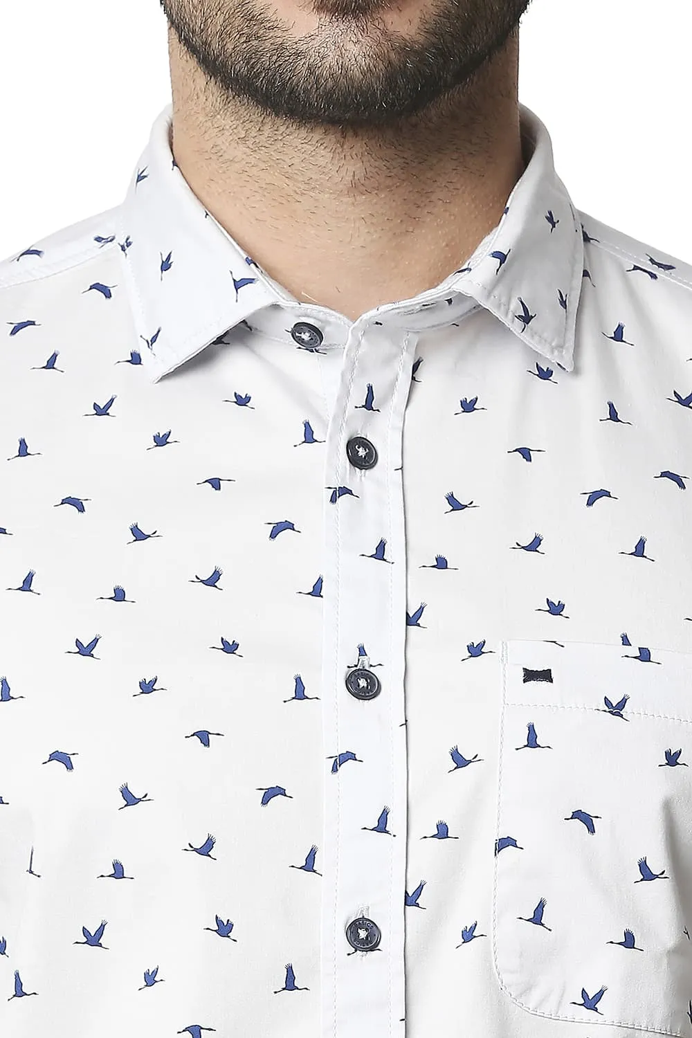 Twill Lycra Printed Halfsleeves Shirt