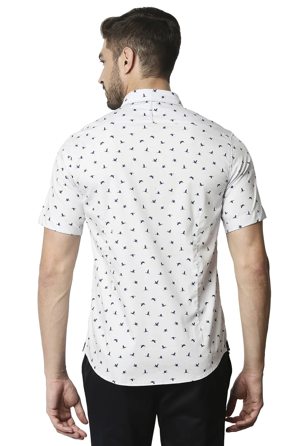 Twill Lycra Printed Halfsleeves Shirt