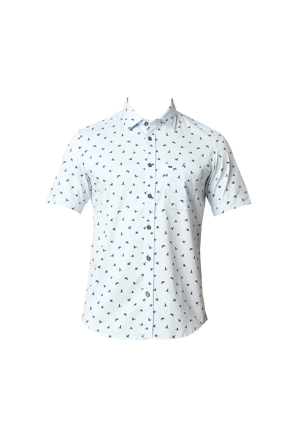 Twill Lycra Printed Halfsleeves Shirt